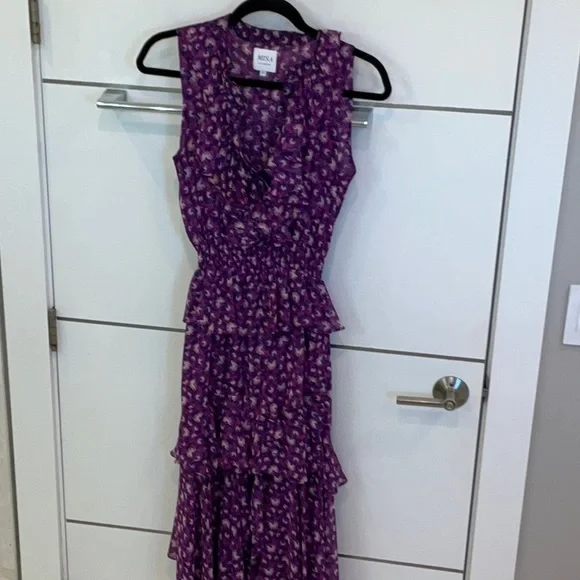 misa los angeles purple dress MISA Los Angeles Colette Midi Dress in Flora Electric